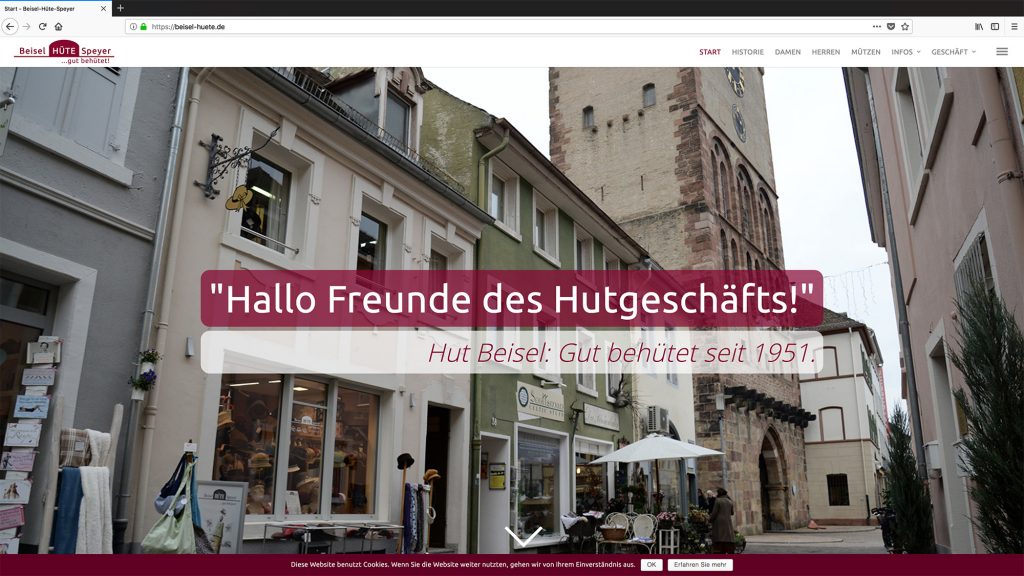 dh+ | Webseite Beisel-Hüte, Speyer