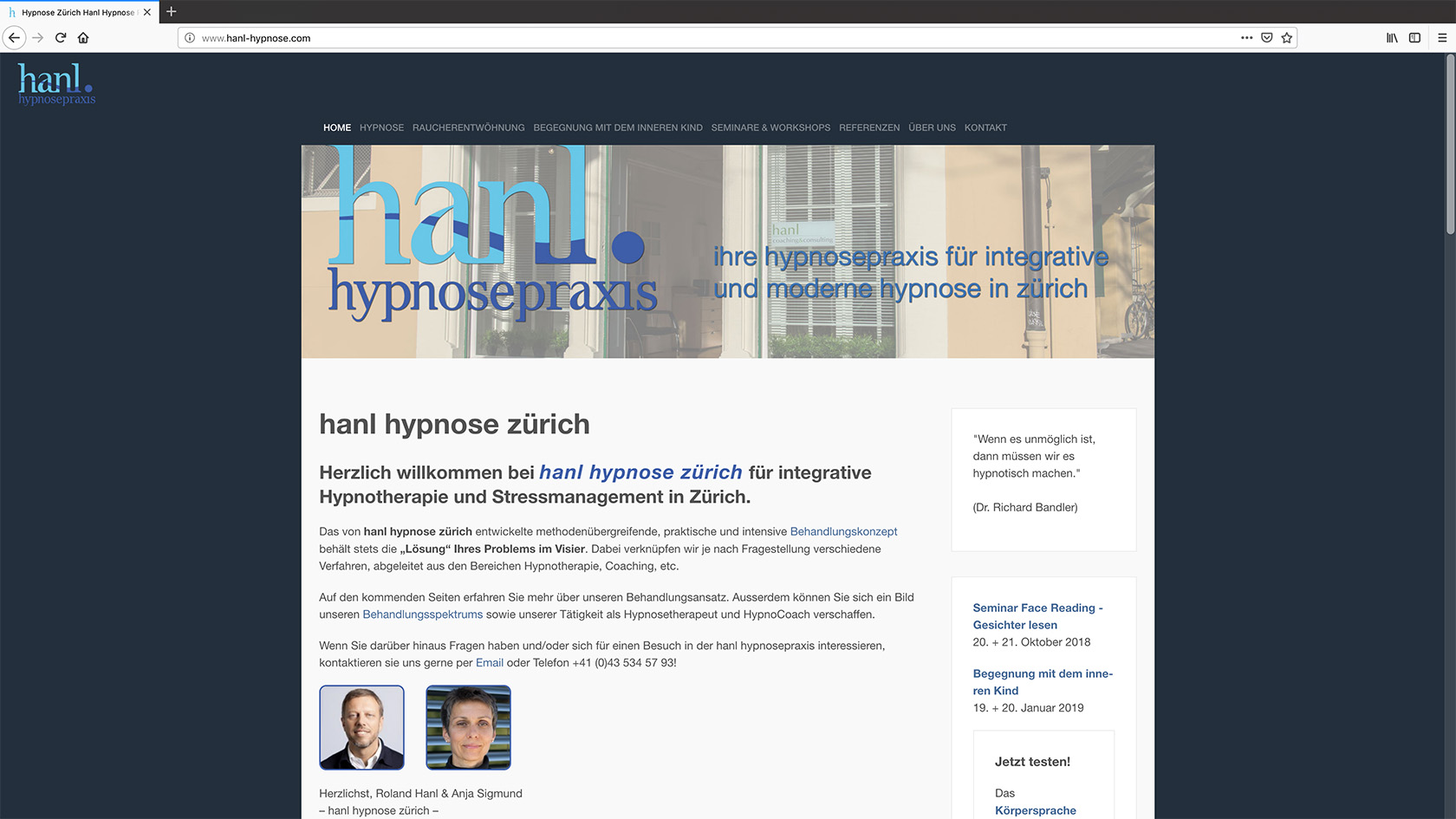 Redesign und SEO-Optimierung von Hanl Hypnose Praxis in Zürich